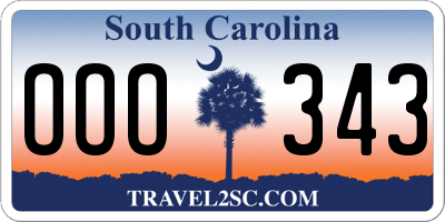 SC license plate OOO343