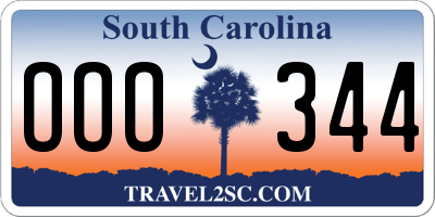 SC license plate OOO344