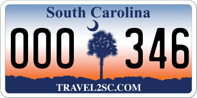 SC license plate OOO346