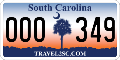 SC license plate OOO349