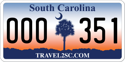SC license plate OOO351