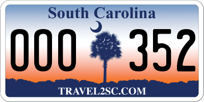 SC license plate OOO352