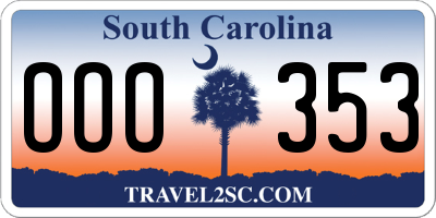 SC license plate OOO353
