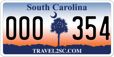 SC license plate OOO354