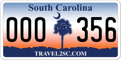 SC license plate OOO356