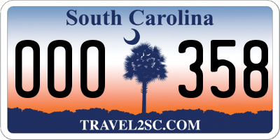 SC license plate OOO358