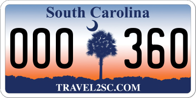 SC license plate OOO360