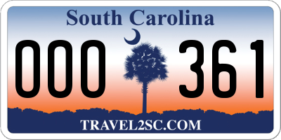 SC license plate OOO361