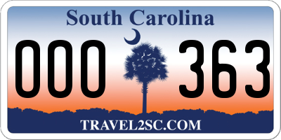 SC license plate OOO363
