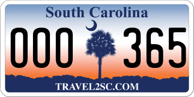 SC license plate OOO365