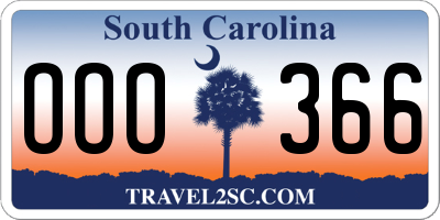SC license plate OOO366