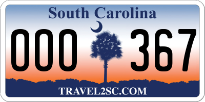 SC license plate OOO367