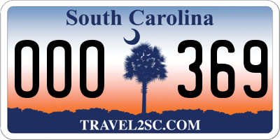 SC license plate OOO369