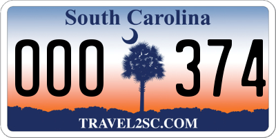 SC license plate OOO374