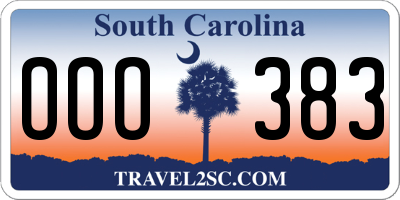 SC license plate OOO383