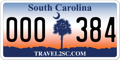 SC license plate OOO384