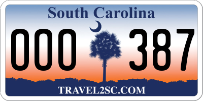 SC license plate OOO387