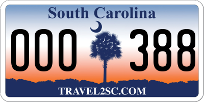 SC license plate OOO388