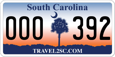 SC license plate OOO392