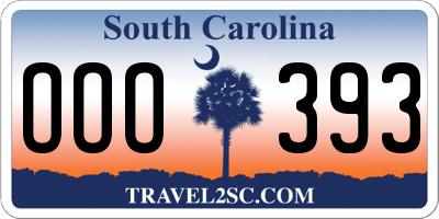 SC license plate OOO393