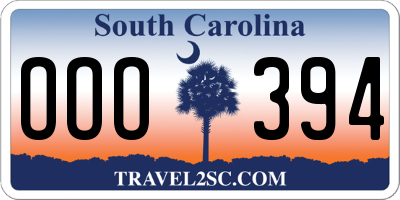 SC license plate OOO394