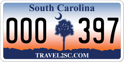 SC license plate OOO397