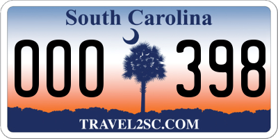 SC license plate OOO398