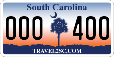 SC license plate OOO400