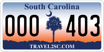 SC license plate OOO403