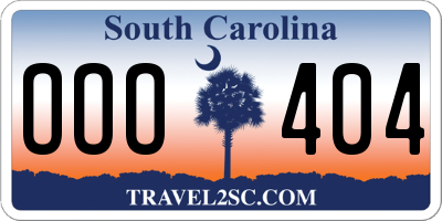 SC license plate OOO404