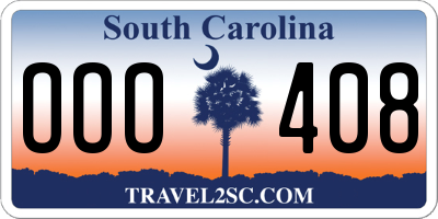 SC license plate OOO408