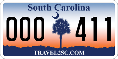 SC license plate OOO411