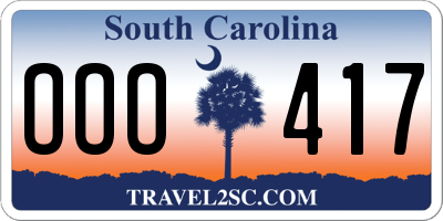 SC license plate OOO417