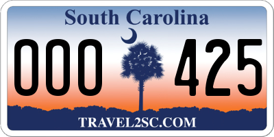 SC license plate OOO425