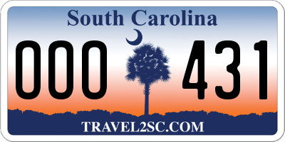 SC license plate OOO431