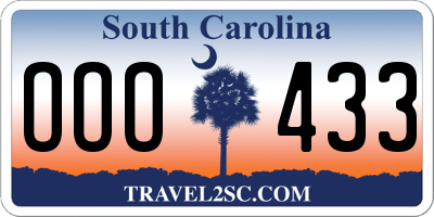 SC license plate OOO433