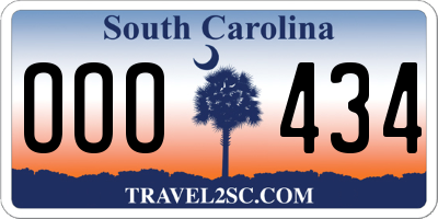 SC license plate OOO434
