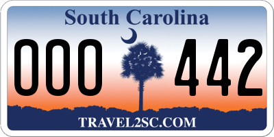 SC license plate OOO442