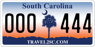 SC license plate OOO444