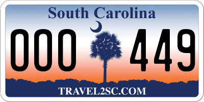 SC license plate OOO449