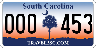 SC license plate OOO453