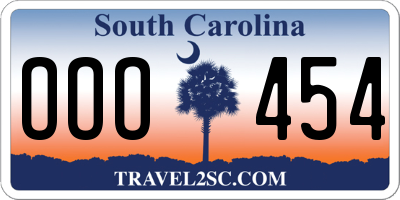 SC license plate OOO454