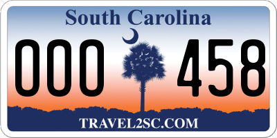 SC license plate OOO458
