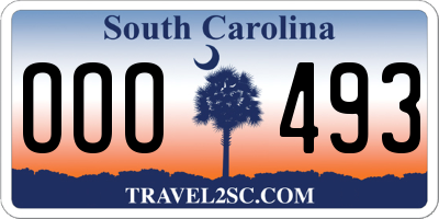 SC license plate OOO493