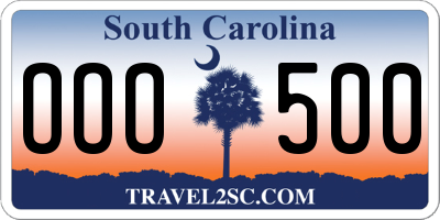 SC license plate OOO500
