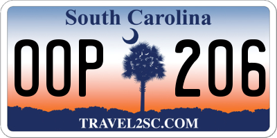SC license plate OOP206