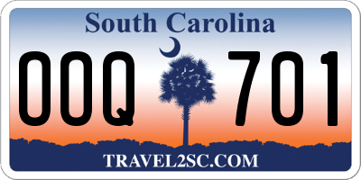 SC license plate OOQ701