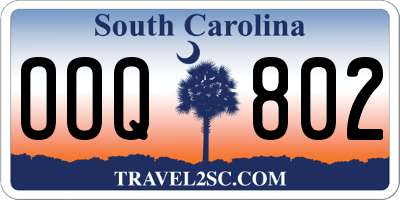 SC license plate OOQ802