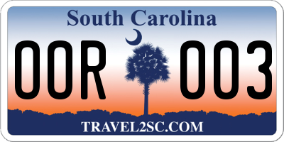 SC license plate OOR003