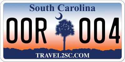 SC license plate OOR004